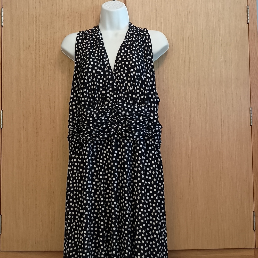 +SZ Sleeveless Black/White Polka Dot Dress SZ 16W By Jones New York